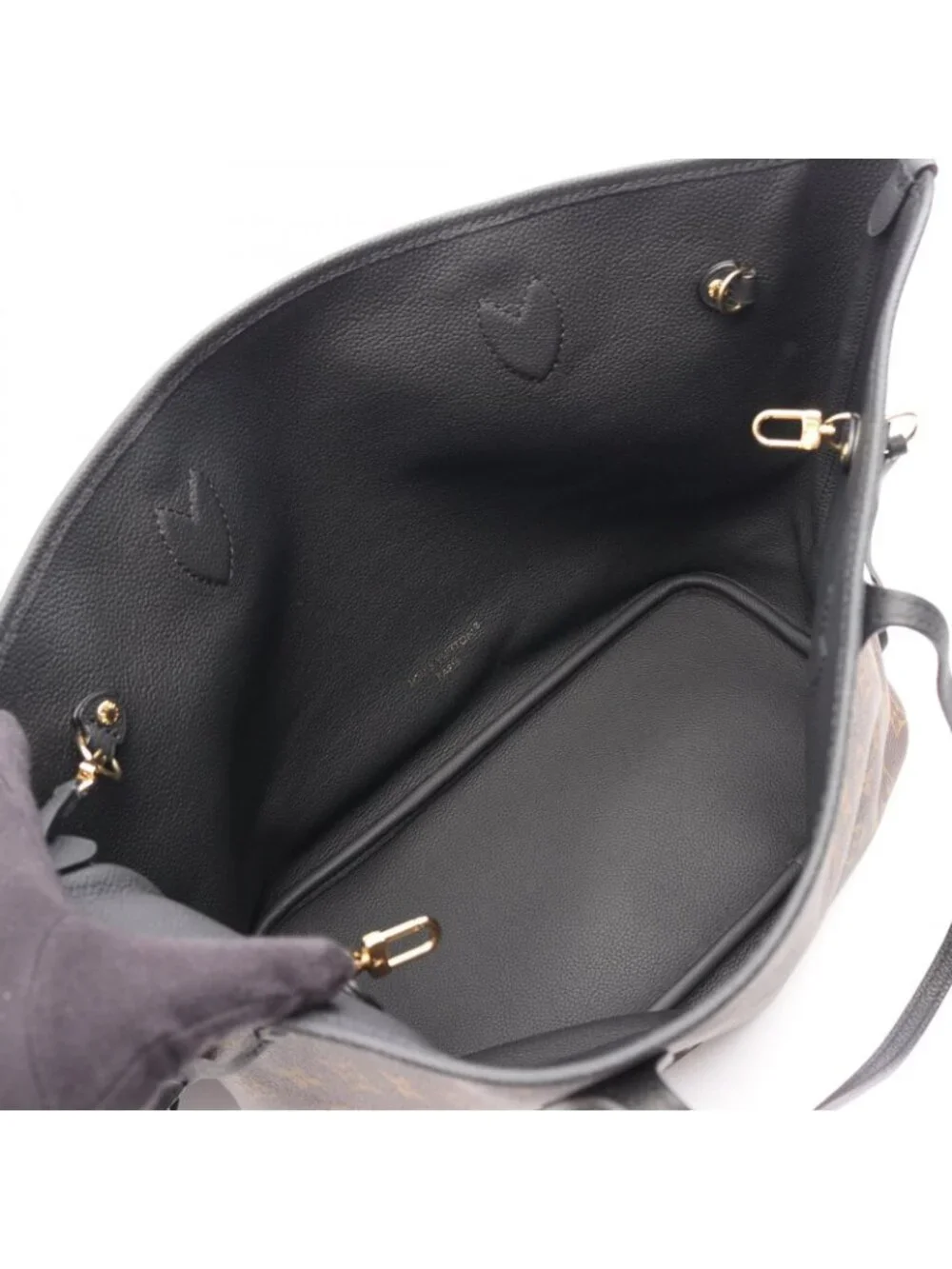 Louis Vuitton Tote Neverfull Inside Out MM Black Canvas Leather